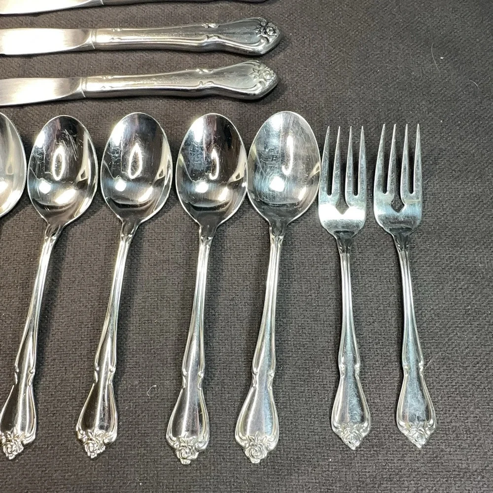 1881‎ Rogers Oneida ARBOR TRUE ROSE Stainless Flatware 13 pc Mixed Lot